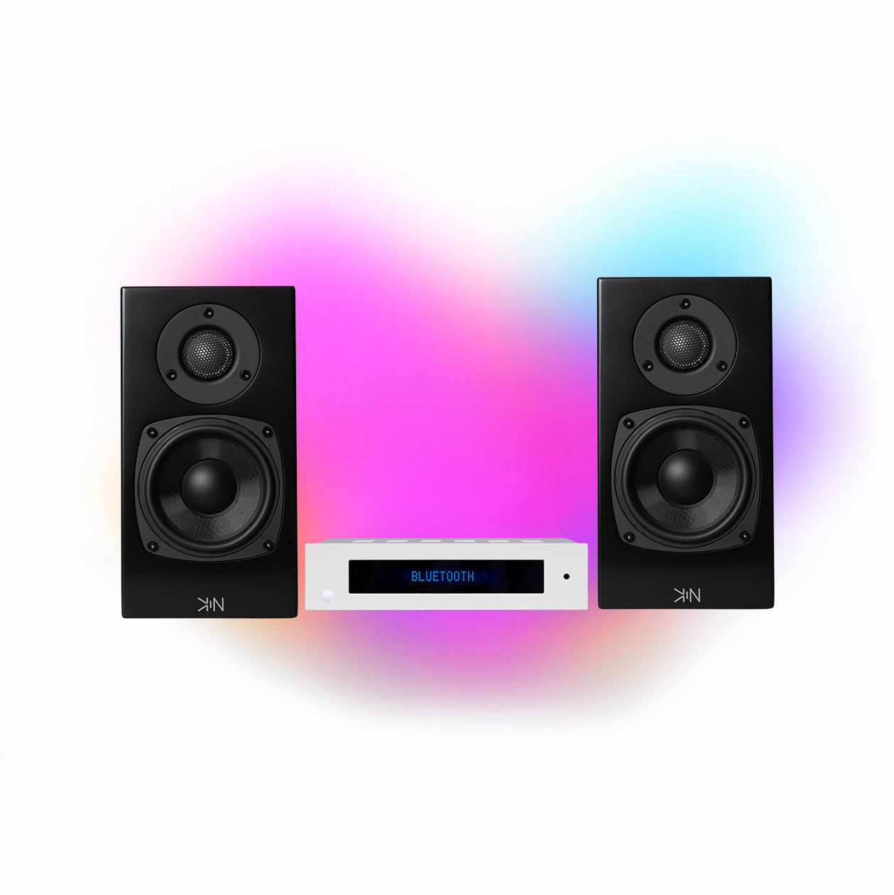 KIN AMP Stereo Amplifier KIN ONE Bookshelf Speaker 2 Channel Set