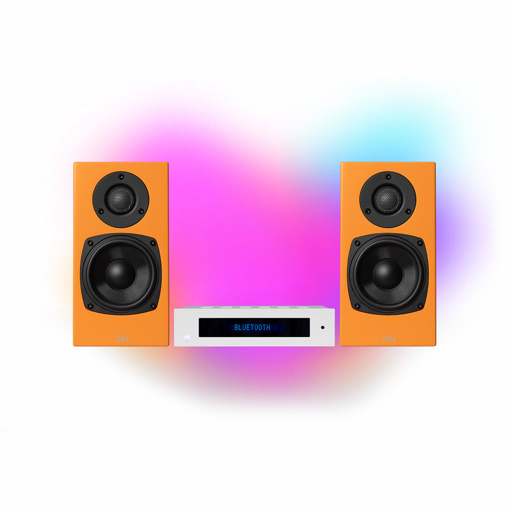 KIN AMP Stereo Amplifier KIN ONE Bookshelf Speaker 2 Channel Set