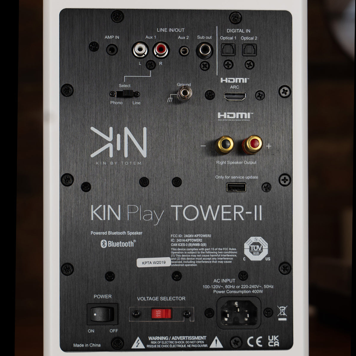 Shek Kin Back Panel KIN PLAY TOWER II Bluetooth Powered Tower Speaker Hdmi Arc (pair)